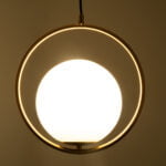 GloboStar® MADRID 00932 Μοντέρνο Κρεμαστό Φωτιστικό Μπάλα Μονόφωτο 1 x E27 IP20 Χρυσό Μέταλλο με Λευκό Γυαλί - Μ30 x Π20 x Υ30cm - Image 3