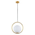 GloboStar® MADRID 00932 Μοντέρνο Κρεμαστό Φωτιστικό Μπάλα Μονόφωτο 1 x E27 IP20 Χρυσό Μέταλλο με Λευκό Γυαλί - Μ30 x Π20 x Υ30cm - Image 4