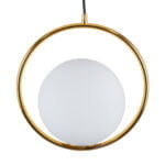 GloboStar® MADRID 00932 Μοντέρνο Κρεμαστό Φωτιστικό Μπάλα Μονόφωτο 1 x E27 IP20 Χρυσό Μέταλλο με Λευκό Γυαλί - Μ30 x Π20 x Υ30cm - Image 5