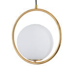 GloboStar® MADRID 00932 Μοντέρνο Κρεμαστό Φωτιστικό Μπάλα Μονόφωτο 1 x E27 IP20 Χρυσό Μέταλλο με Λευκό Γυαλί - Μ30 x Π20 x Υ30cm - Image 6