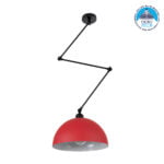 GloboStar® LOTUS 00938 Μοντέρνο Φωτιστικό Οροφής Καμπάνα Μονόφωτο 1 x E27 IP20 Κόκκινο, Μαύρο & Λευκό Μέταλλο - Μ30 x Π30 x Υ21cm