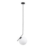 GloboStar® MONROE 00957 Μοντέρνο Κρεμαστό Φωτιστικό Μπάλα Μονόφωτο 1 x E27 IP20 Μαύρο Μέταλλο με Λευκό Γυαλί - Μ30 x Π30 x Υ75cm - Image 4
