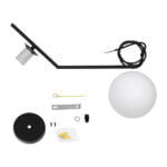 GloboStar® MONROE 00959 Μοντέρνο Κρεμαστό Φωτιστικό Μπάλα Μονόφωτο 1 x E27 IP20 Μαύρο Μέταλλο με Λευκό Γυαλί - Μ15 x Π15 x Υ49cm - Image 11