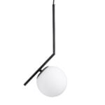 GloboStar® MONROE 00959 Μοντέρνο Κρεμαστό Φωτιστικό Μπάλα Μονόφωτο 1 x E27 IP20 Μαύρο Μέταλλο με Λευκό Γυαλί - Μ15 x Π15 x Υ49cm - Image 5