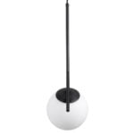 GloboStar® MONROE 00959 Μοντέρνο Κρεμαστό Φωτιστικό Μπάλα Μονόφωτο 1 x E27 IP20 Μαύρο Μέταλλο με Λευκό Γυαλί - Μ15 x Π15 x Υ49cm - Image 7