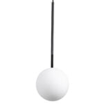GloboStar® MONROE 00959 Μοντέρνο Κρεμαστό Φωτιστικό Μπάλα Μονόφωτο 1 x E27 IP20 Μαύρο Μέταλλο με Λευκό Γυαλί - Μ15 x Π15 x Υ49cm - Image 9