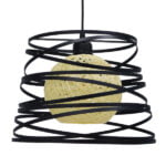 GloboStar® CARTER 00961 Μοντέρνο Industrial Κρεμαστό Φωτιστικό Οροφής Μονόφωτο 1 x E27 Μαύρο με Εκρού Μεταλλικό Πλέγμα Φ32 x Υ25cm - Image 4