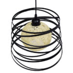 GloboStar® CARTER 00961 Μοντέρνο Industrial Κρεμαστό Φωτιστικό Οροφής Μονόφωτο 1 x E27 Μαύρο με Εκρού Μεταλλικό Πλέγμα Φ32 x Υ25cm - Image 5
