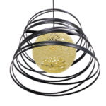 GloboStar® CARTER 00961 Μοντέρνο Industrial Κρεμαστό Φωτιστικό Οροφής Μονόφωτο 1 x E27 Μαύρο με Εκρού Μεταλλικό Πλέγμα Φ32 x Υ25cm - Image 6