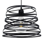 GloboStar® CARTER 00961 Μοντέρνο Industrial Κρεμαστό Φωτιστικό Οροφής Μονόφωτο 1 x E27 Μαύρο με Εκρού Μεταλλικό Πλέγμα Φ32 x Υ25cm - Image 7