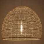 GloboStar® MALIBU 00965 Vintage Κρεμαστό Φωτιστικό Οροφής Μονόφωτο 1 x E27 Λευκό Ξύλινο Μπαμπού Φ100 x Y86cm - Image 2