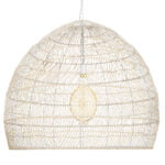 GloboStar® MALIBU 00965 Vintage Κρεμαστό Φωτιστικό Οροφής Μονόφωτο 1 x E27 Λευκό Ξύλινο Μπαμπού Φ100 x Y86cm - Image 4