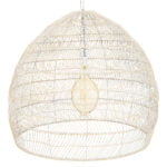 GloboStar® MALIBU 00965 Vintage Κρεμαστό Φωτιστικό Οροφής Μονόφωτο 1 x E27 Λευκό Ξύλινο Μπαμπού Φ100 x Y86cm - Image 5