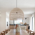 GloboStar® MALIBU 00965 Vintage Κρεμαστό Φωτιστικό Οροφής Μονόφωτο 1 x E27 Λευκό Ξύλινο Μπαμπού Φ100 x Y86cm - Image 9