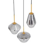 GloboStar® AMARIS 00976 Μοντέρνο Κρεμαστό Φωτιστικό Οροφής Τρίφωτο 3 x E27 Γυάλινο Φιμέ Νίκελ Φ50 x Υ30cm - Image 3