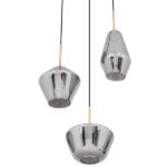 GloboStar® AMARIS 00976 Μοντέρνο Κρεμαστό Φωτιστικό Οροφής Τρίφωτο 3 x E27 Γυάλινο Φιμέ Νίκελ Φ50 x Υ30cm - Image 4