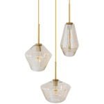 GloboStar® AMARIS 00978 Μοντέρνο Κρεμαστό Φωτιστικό Οροφής Τρίφωτο 3 x E27 Γυάλινο Φιμέ Μελί Φ50 x Υ30cm - Image 2
