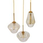 GloboStar® AMARIS 00978 Μοντέρνο Κρεμαστό Φωτιστικό Οροφής Τρίφωτο 3 x E27 Γυάλινο Φιμέ Μελί Φ50 x Υ30cm - Image 3