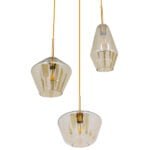 GloboStar® AMARIS 00978 Μοντέρνο Κρεμαστό Φωτιστικό Οροφής Τρίφωτο 3 x E27 Γυάλινο Φιμέ Μελί Φ50 x Υ30cm - Image 4