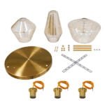 GloboStar® AMARIS 00978 Μοντέρνο Κρεμαστό Φωτιστικό Οροφής Τρίφωτο 3 x E27 Γυάλινο Φιμέ Μελί Φ50 x Υ30cm - Image 6