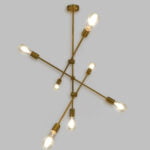 GloboStar® ESTHER 00993 Μοντέρνο Industrial Φωτιστικό Οροφής Πολύφωτο 7 x E27 Χρυσό Μεταλλικό Φ75 x Υ88cm - Image 2