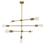 GloboStar® ESTHER 00993 Μοντέρνο Industrial Φωτιστικό Οροφής Πολύφωτο 7 x E27 Χρυσό Μεταλλικό Φ75 x Υ88cm - Image 3
