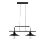 GloboStar® REGAL 01007 Vintage Industrial Φωτιστικό Οροφής Δίφωτο Μαύρο Μεταλλικό Ράγα Μ67 x Π26 x Υ85cm - Image 4