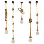 GloboStar® ROPE 01018 Vintage Industrial Κρεμαστό Φωτιστικό Οροφής Μονόφωτο 1 x E27 με 2 μέτρα Μπεζ Σχοινί Φ3.5 x Y200cm - Image 2
