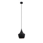GloboStar® SHANGHAI 01025-A Μοντέρνο Κρεμαστό Φωτιστικό Καμπάνα Μονόφωτο 1 x E27 IP20 Μαύρο & Χρυσό Μέταλλο - Μ24 x Π24 x Υ30cm - Image 4