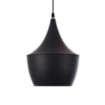 GloboStar® SHANGHAI 01025-A Μοντέρνο Κρεμαστό Φωτιστικό Καμπάνα Μονόφωτο 1 x E27 IP20 Μαύρο & Χρυσό Μέταλλο - Μ24 x Π24 x Υ30cm - Image 5