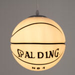 GloboStar® SPALDING NBA 01031 Παιδικό Κρεμαστό Φωτιστικό Μπάλα Μονόφωτο 1 x E27 IP20 Λευκό & Μαύρο Γυαλί - Μ25 x Π25 x Υ25cm - Image 3