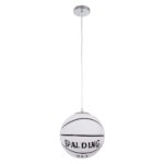 GloboStar® SPALDING NBA 01031 Παιδικό Κρεμαστό Φωτιστικό Μπάλα Μονόφωτο 1 x E27 IP20 Λευκό & Μαύρο Γυαλί - Μ25 x Π25 x Υ25cm - Image 4