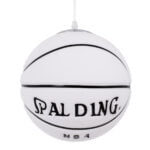 GloboStar® SPALDING NBA 01031 Παιδικό Κρεμαστό Φωτιστικό Μπάλα Μονόφωτο 1 x E27 IP20 Λευκό & Μαύρο Γυαλί - Μ25 x Π25 x Υ25cm - Image 5