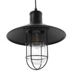 GloboStar® SKIPPER 01034 Vintage Industrial Κρεμαστό Φωτιστικό Οροφής Μονόφωτο 1 x E27 Μαύρο Μεταλλικό Καμπάνα Φ27 x Y28cm - Image 6