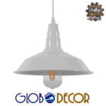 GloboStar® RAY 01044 Vintage Κρεμαστό Φωτιστικό Καμπάνα Μονόφωτο 1 x E27 IP20 Λευκό Μέταλλο - Μ26 x Π26 x Υ25cm