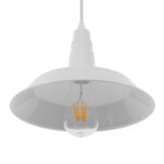 GloboStar® RAY 01044 Vintage Κρεμαστό Φωτιστικό Καμπάνα Μονόφωτο 1 x E27 IP20 Λευκό Μέταλλο - Μ26 x Π26 x Υ25cm - Image 5