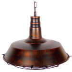GloboStar® BARN 01045 Vintage Industrial Κρεμαστό Φωτιστικό Οροφής Μονόφωτο 1 x E27 Καφέ Σκουριά Μεταλλικό Καμπάνα Φ46 x Y25cm - Image 4