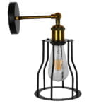 GloboStar® CATEL 01054 Vintage Industrial Φωτιστικό Τοίχου Απλίκα Μονόφωτο Μαύρο Μεταλλικό Πλέγμα Φ15 x Μ26 x Π15 x Υ30cm - Image 5
