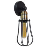 GloboStar® AVOCANDO 01056 Vintage Industrial Φωτιστικό Τοίχου Απλίκα Μονόφωτο Μαύρο Μεταλλικό Πλέγμα Φ12 x Μ15 x Π12 x Υ32cm - Image 4