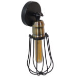 GloboStar® AVOCANDO 01056 Vintage Industrial Φωτιστικό Τοίχου Απλίκα Μονόφωτο Μαύρο Μεταλλικό Πλέγμα Φ12 x Μ15 x Π12 x Υ32cm - Image 5