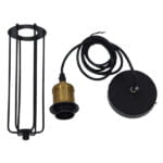 GloboStar® KLECE 01057 Vintage Industrial Κρεμαστό Φωτιστικό Οροφής Μονόφωτο Μαύρο Μεταλλικό Πλέγμα Φ7 x Y35cm - Image 5