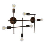 GloboStar® PIPING 01060 Vintage Industrial Επιτοίχιο Φωτιστικό Πολύφωτο Καφέ Σκουριά Μεταλλικό Πλέγμα Μ8 x Π60 x Υ56cm - Image 2