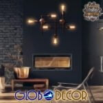 GloboStar® PIPING 01060 Vintage Industrial Επιτοίχιο Φωτιστικό Πολύφωτο Καφέ Σκουριά Μεταλλικό Πλέγμα Μ8 x Π60 x Υ56cm - Image 8