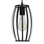GloboStar® ZEBRA 01062 Vintage Industrial Κρεμαστό Φωτιστικό Οροφής Μονόφωτο Μαύρο Μεταλλικό Πλέγμα Φ15 x Y24cm - Image 3