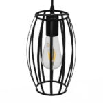 GloboStar® ZEBRA 01062 Vintage Industrial Κρεμαστό Φωτιστικό Οροφής Μονόφωτο Μαύρο Μεταλλικό Πλέγμα Φ15 x Y24cm - Image 4
