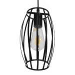 GloboStar® ZEBRA 01062 Vintage Industrial Κρεμαστό Φωτιστικό Οροφής Μονόφωτο Μαύρο Μεταλλικό Πλέγμα Φ15 x Y24cm - Image 5