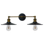 GloboStar® TWINS 01069 Vintage Industrial Φωτιστικό Τοίχου Απλίκα Δίφωτο Μαύρο Μεταλλικό Καμπάνα Φ21 x Μ30 x Π60 x Υ18cm - Image 2