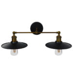 GloboStar® TWINS 01069 Vintage Industrial Φωτιστικό Τοίχου Απλίκα Δίφωτο Μαύρο Μεταλλικό Καμπάνα Φ21 x Μ30 x Π60 x Υ18cm - Image 3