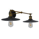 GloboStar® TWINS 01069 Vintage Industrial Φωτιστικό Τοίχου Απλίκα Δίφωτο Μαύρο Μεταλλικό Καμπάνα Φ21 x Μ30 x Π60 x Υ18cm - Image 4