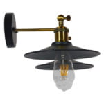 GloboStar® TWINS 01069 Vintage Industrial Φωτιστικό Τοίχου Απλίκα Δίφωτο Μαύρο Μεταλλικό Καμπάνα Φ21 x Μ30 x Π60 x Υ18cm - Image 5